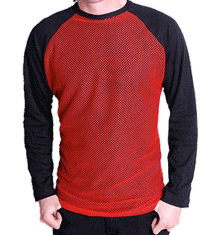 BLACK RAGLAN W/ RED MESH